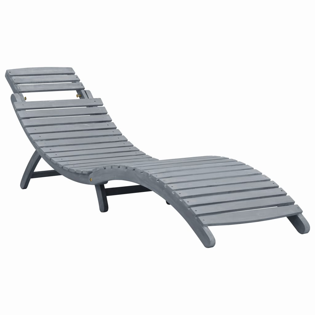 vidaXL Sun Lounger with Cushion Gray Solid Acacia Wood