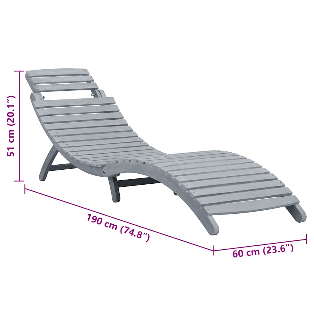 Ligbed met kussen massief acaciahout grijs image 18