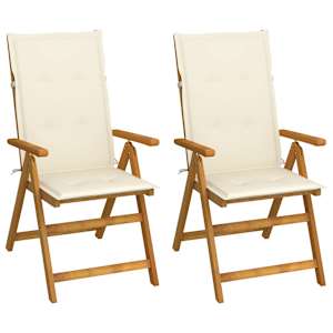 Vrtni stoli 2 kosa z blazinami trden akacijev les