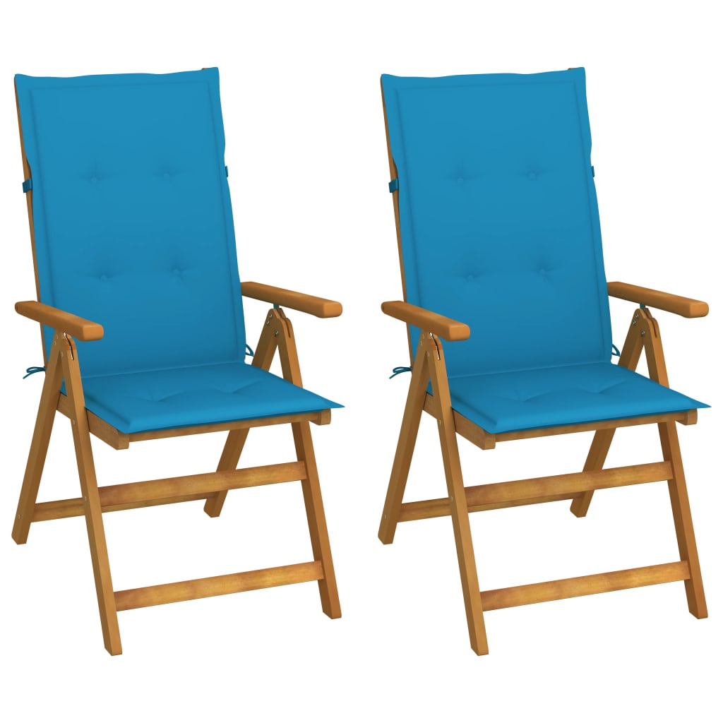 vidaXL Chaises inclinables de jardin 2 pcs avec coussins Bois d'acacia