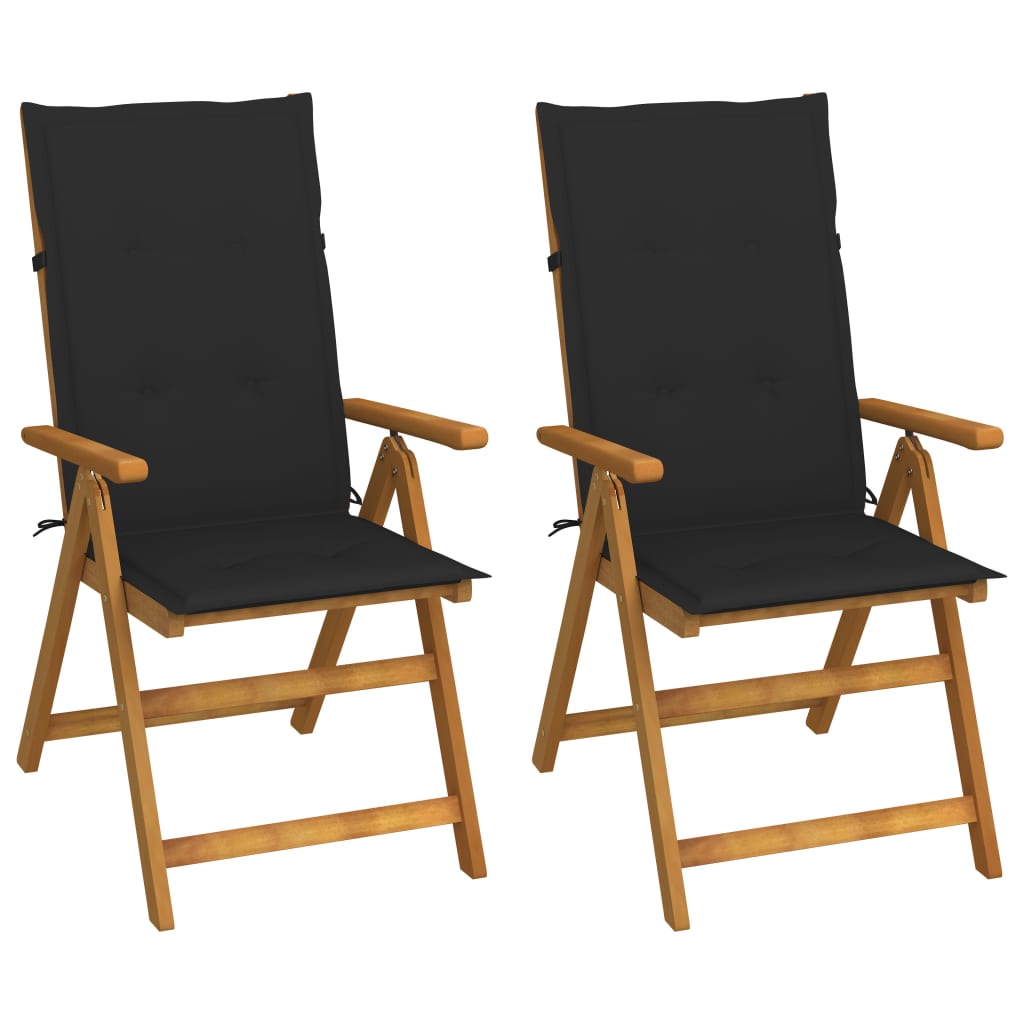 2 db dönthető tömör akácfa kerti szék párnákkal 