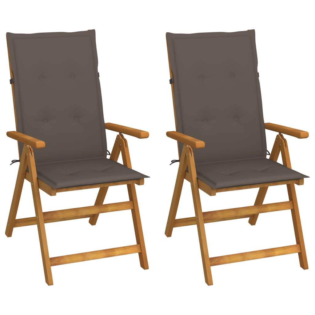 2 db dönthető tömör akácfa kerti szék párnákkal 