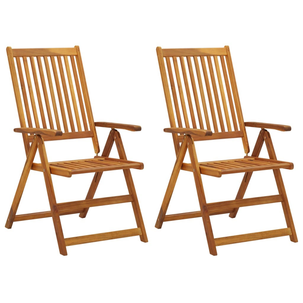 vidaXL Tuinstoelen 2 st verstelbaar met kussens massief acaciahout afbeelding