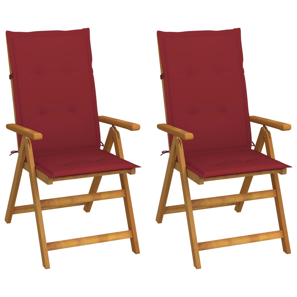 vidaXL Chaises inclinables de jardin 2 pcs avec coussins Bois d'acacia