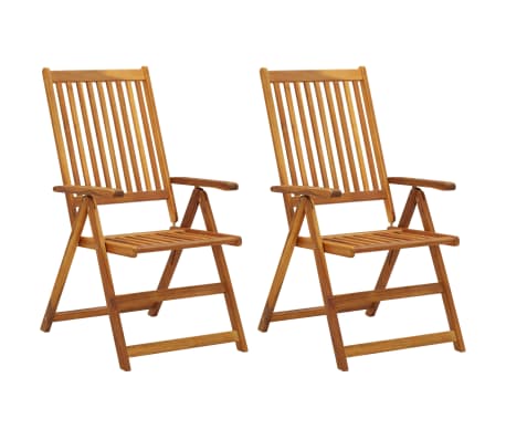 vidaXL Patio Reclining Chairs 2 pcs with Cushions Solid Acacia Wood