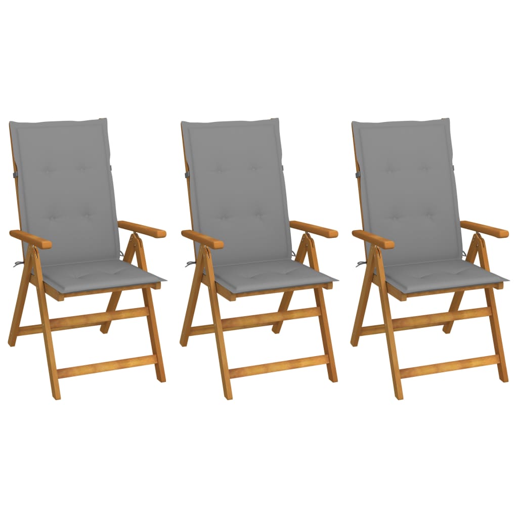 

vidaXL Folding Patio Chairs 3 pcs with Cushions Solid Acacia Wood