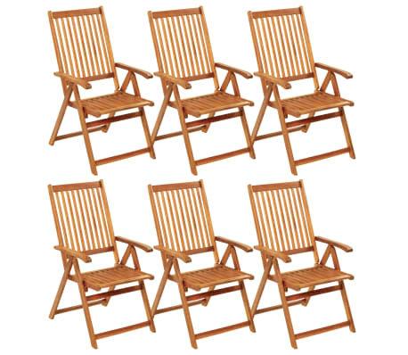 vidaXL Folding Patio Chairs 6 pcs with Cushions Solid Acacia Wood