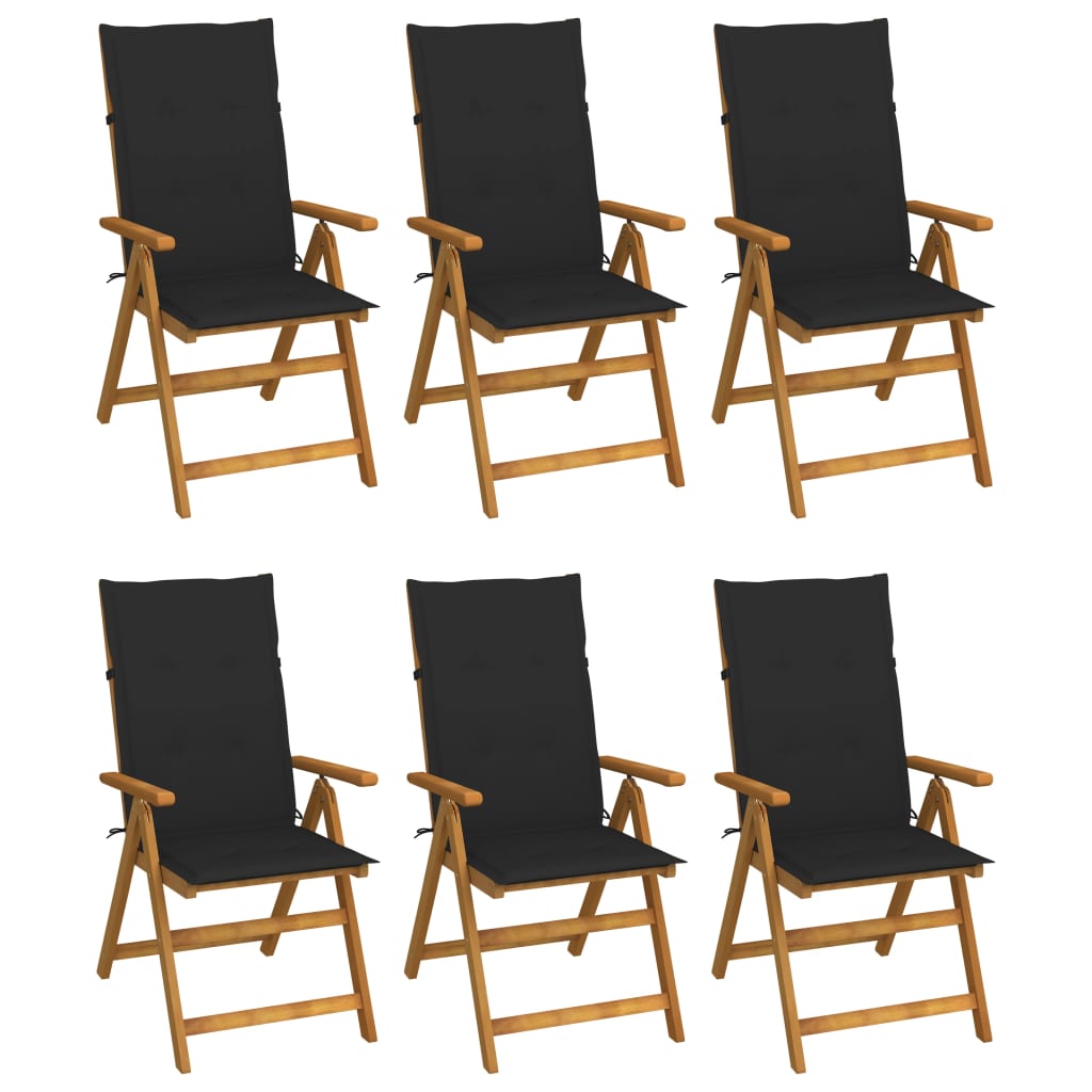 

vidaXL Folding Patio Chairs 6 pcs with Cushions Solid Acacia Wood