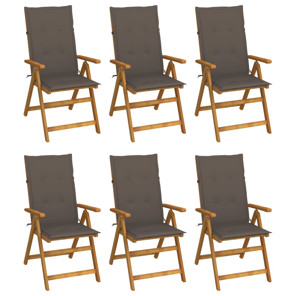 

vidaXL Folding Patio Chairs 6 pcs with Cushions Solid Acacia Wood