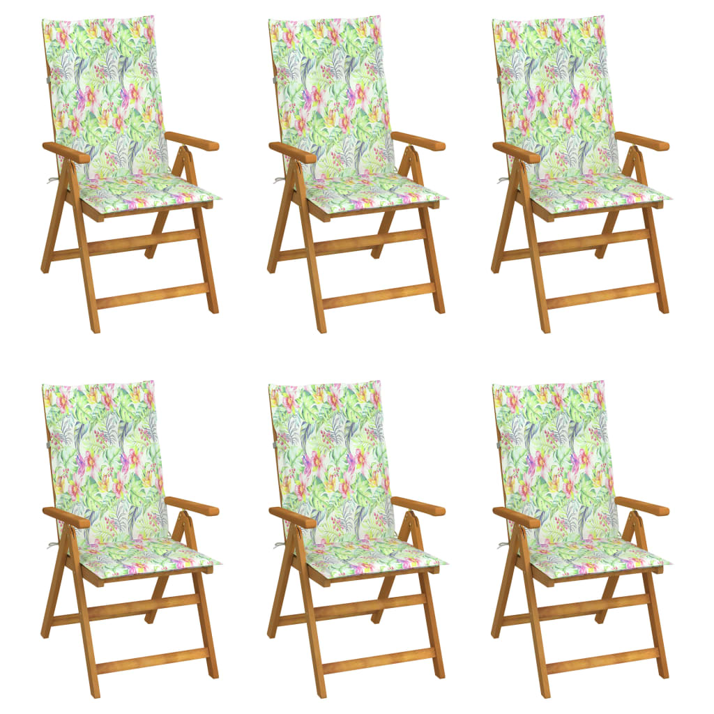 vidaXL Chaises pliables de jardin 6 pcs avec coussins Bois d'acacia