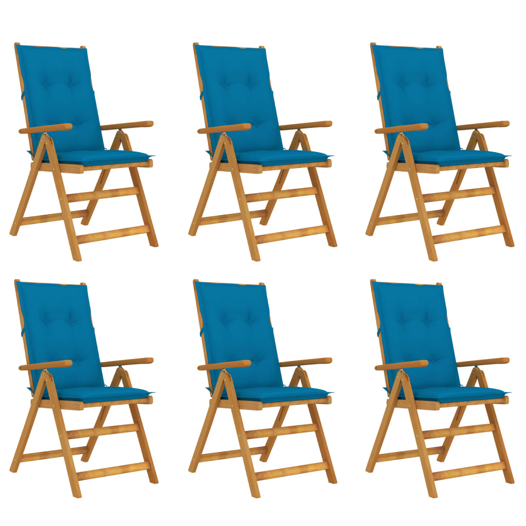 Klappbare Gartenstühle 6 Stk. mit Auflagen Massivholz Akazie | Stepinfit.de