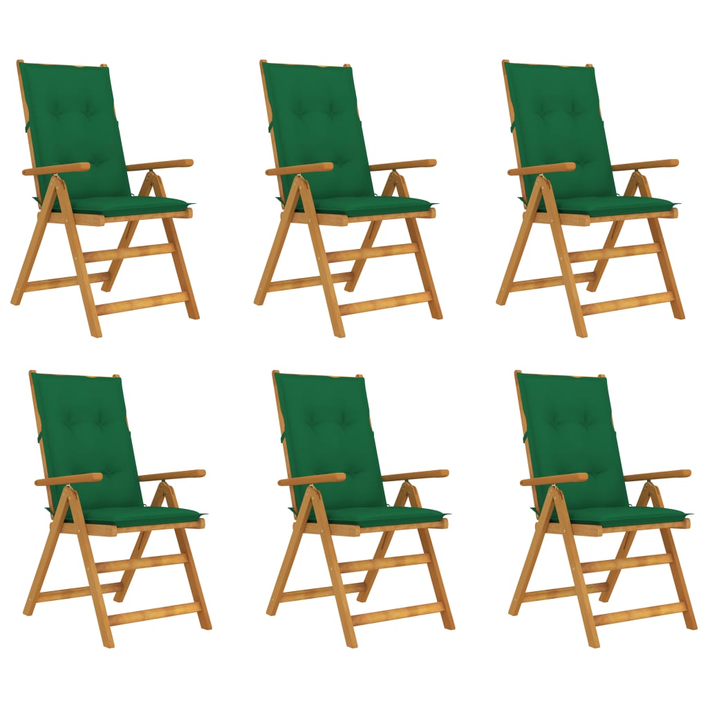 Chaises pliables de jardin 6 pcs avec coussins Bois d'acacia