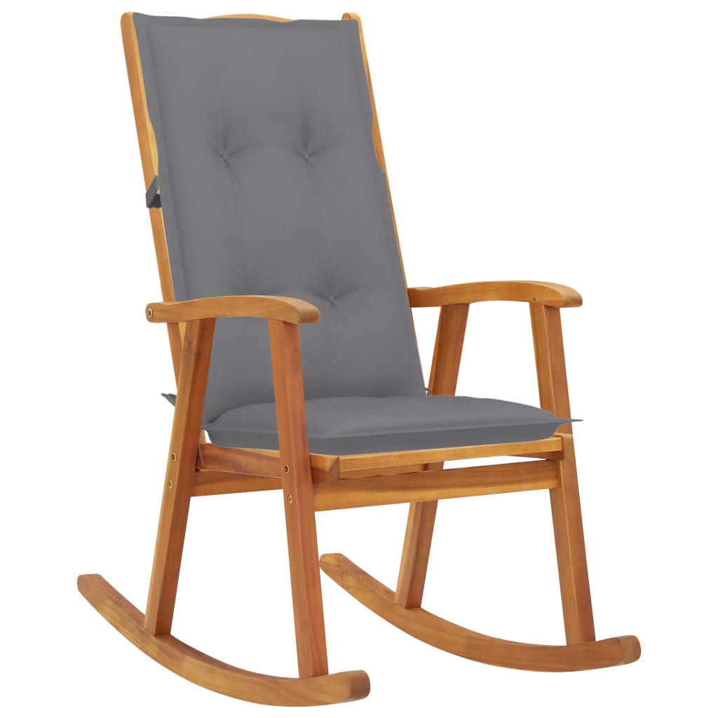 Image of vidaXL Rocking Chair with Cushions Solid Acacia Wood
