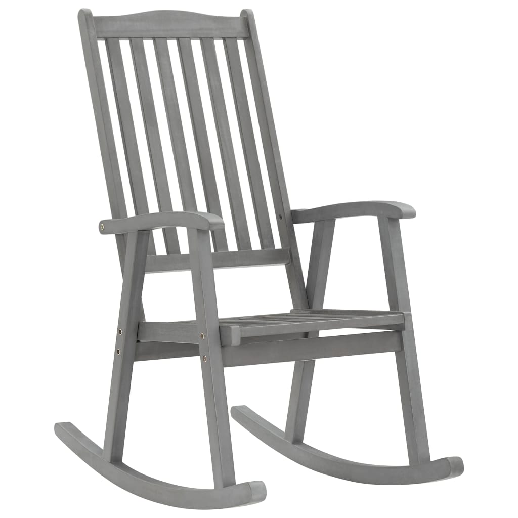 vidaXL Rocking Chair with Cushions Grey Solid Acacia Wood