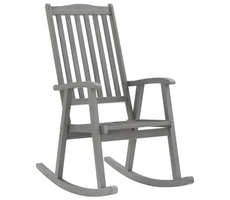 vidaXL Rocking Chair with Cushions Gray Solid Acacia Wood