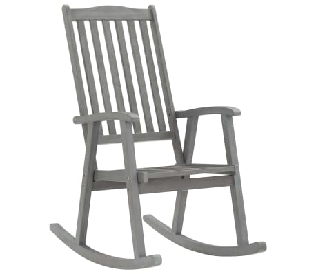 vidaXL Chaise &agrave; bascule avec coussins Gris Bois d'acacia massif