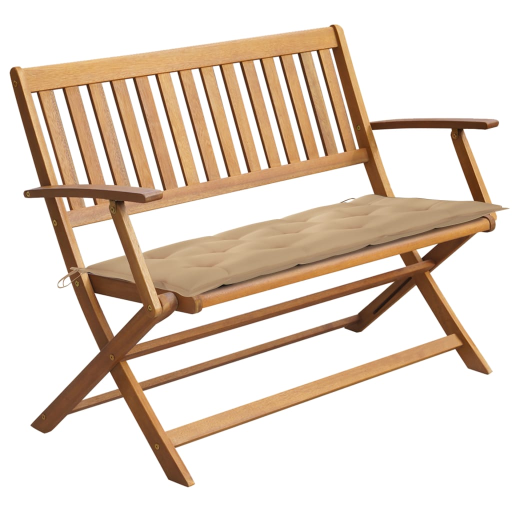 

vidaXL Patio Bench with Cushion 47.2'' Solid Acacia Wood