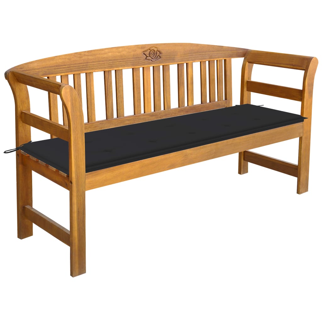 Banc de jardin avec coussin 157 cm Bois d'acacia massif