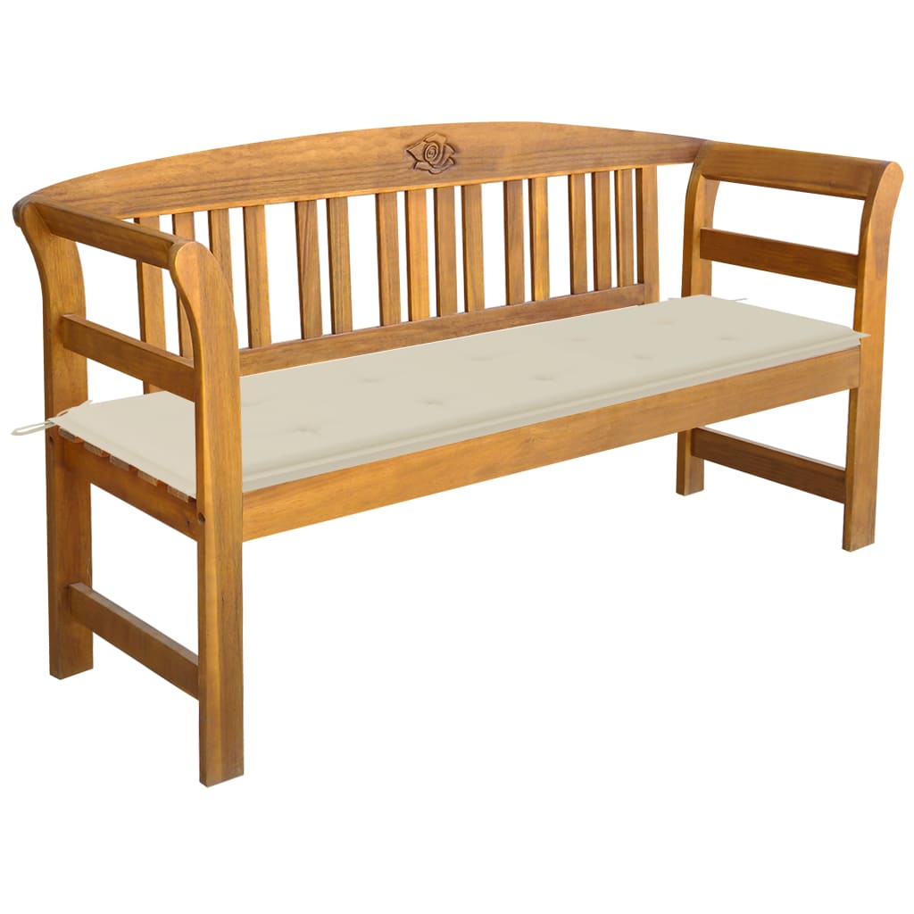 

vidaXL Patio Bench with Cushion 61.8" Solid Acacia Wood