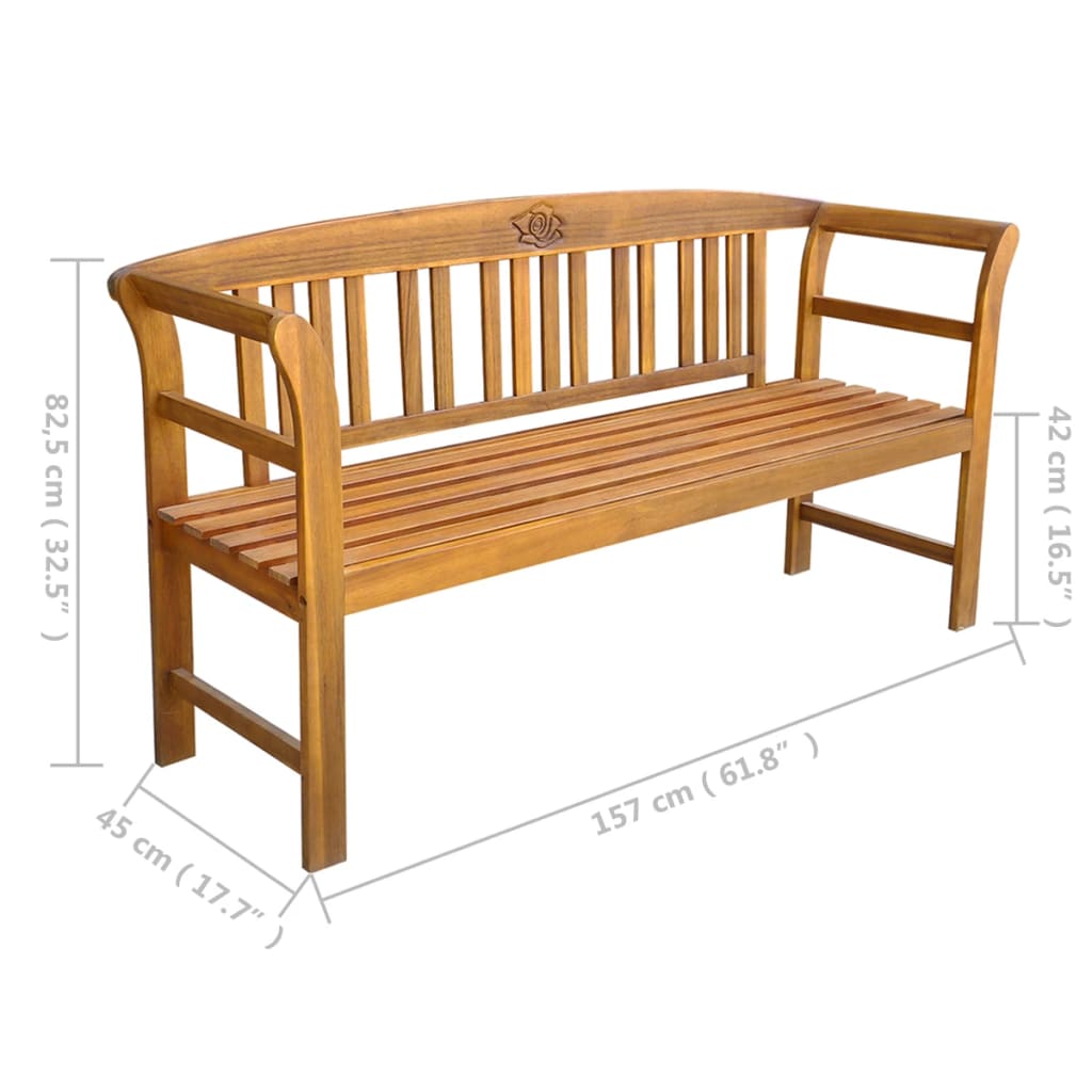 tömör akácfa kerti pad párnákkal 157 cm