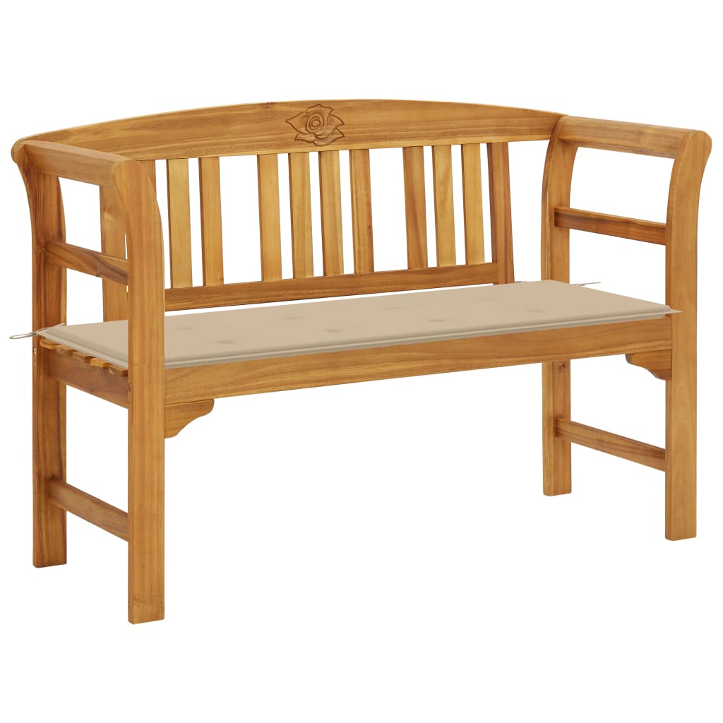 

vidaXL Patio Bench with Cushion 47.2" Solid Acacia Wood