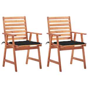 Vrtni jedilni stoli 2 kosa z blazinami trden akacijev les