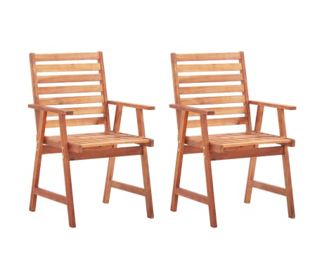 vidaXL Chaises à dîner d'extérieur 2 pcs avec coussins Acacia massif