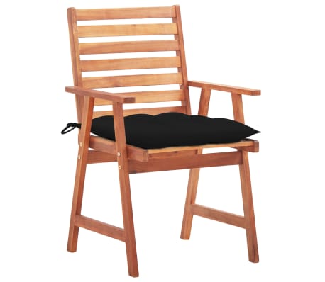 vidaXL Chaises &agrave; manger d'ext&eacute;rieur lot de 2 et coussins Acacia massif