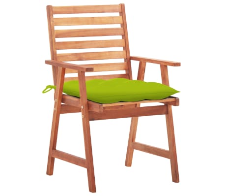 vidaXL Chaises &agrave; manger d'ext&eacute;rieur lot de 2 et coussins Acacia massif