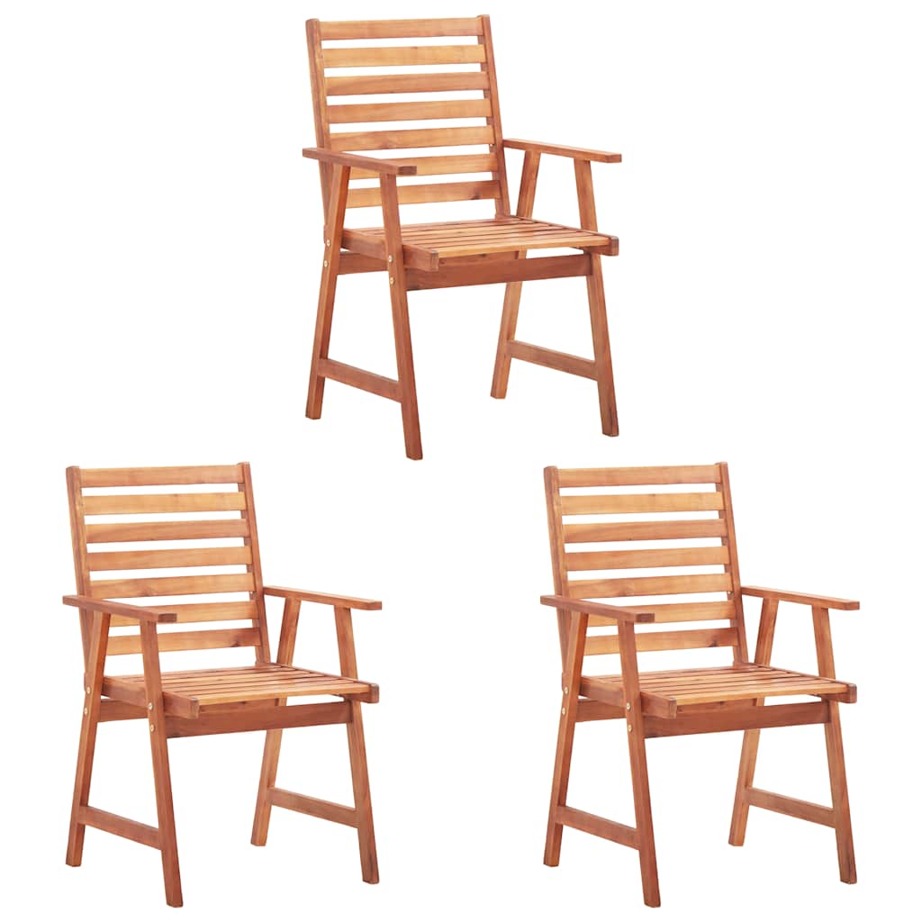 vidaXL Tuinstoelen 3 st met kussens massief acaciahout afbeelding