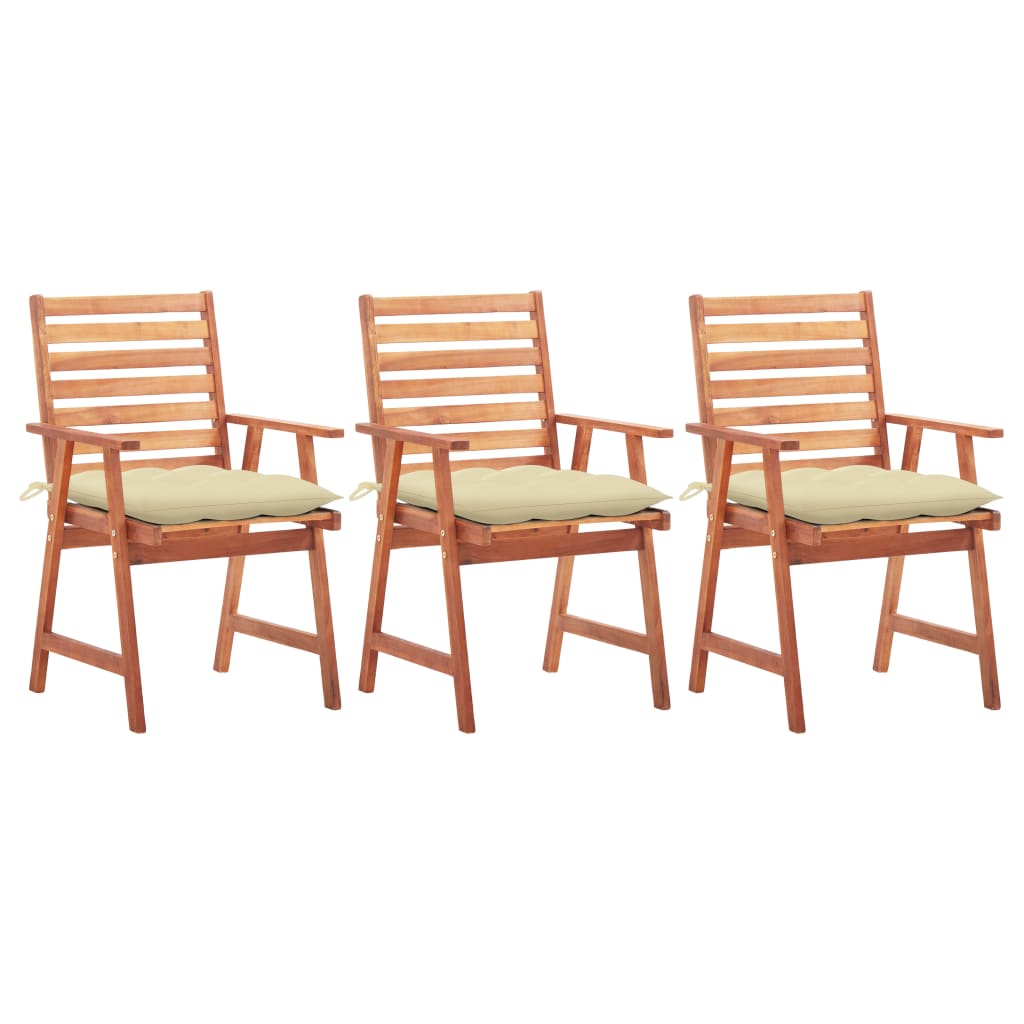 

vidaXL Patio Dining Chairs 3 pcs with Cushions Solid Acacia Wood