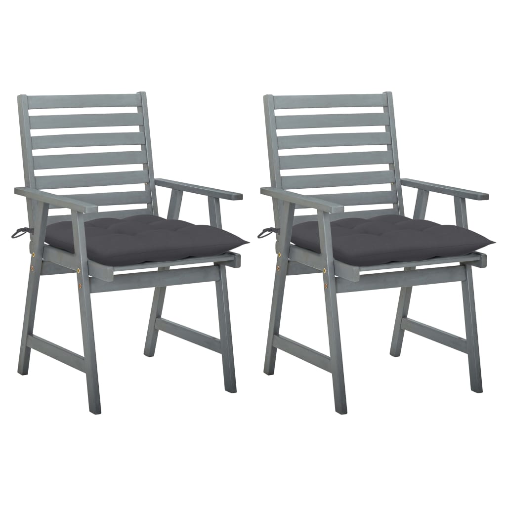 vidaXL Chaises à dîner d'extérieur 2 pcs avec coussins Acacia massif