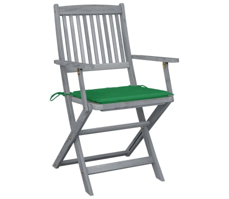 vidaXL Skladacie záhradné stoličky s podložkami 2 ks akáciový masív