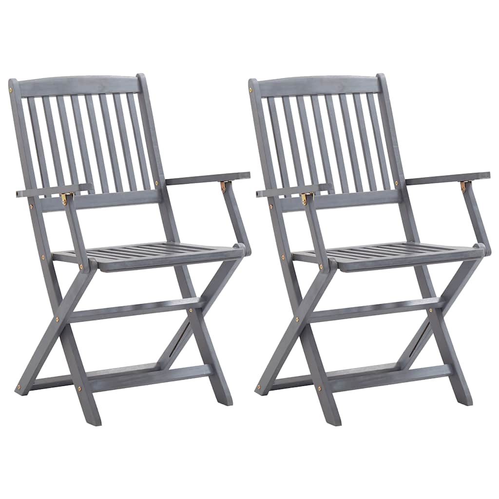vidaXL Tuinstoelen 2 st inklapbaar met kussens massief acaciahout afbeelding