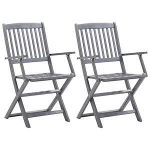 vidaXL Chaises pliables d'ext&eacute;rieur lot de 2 et coussins Bois d'acacia