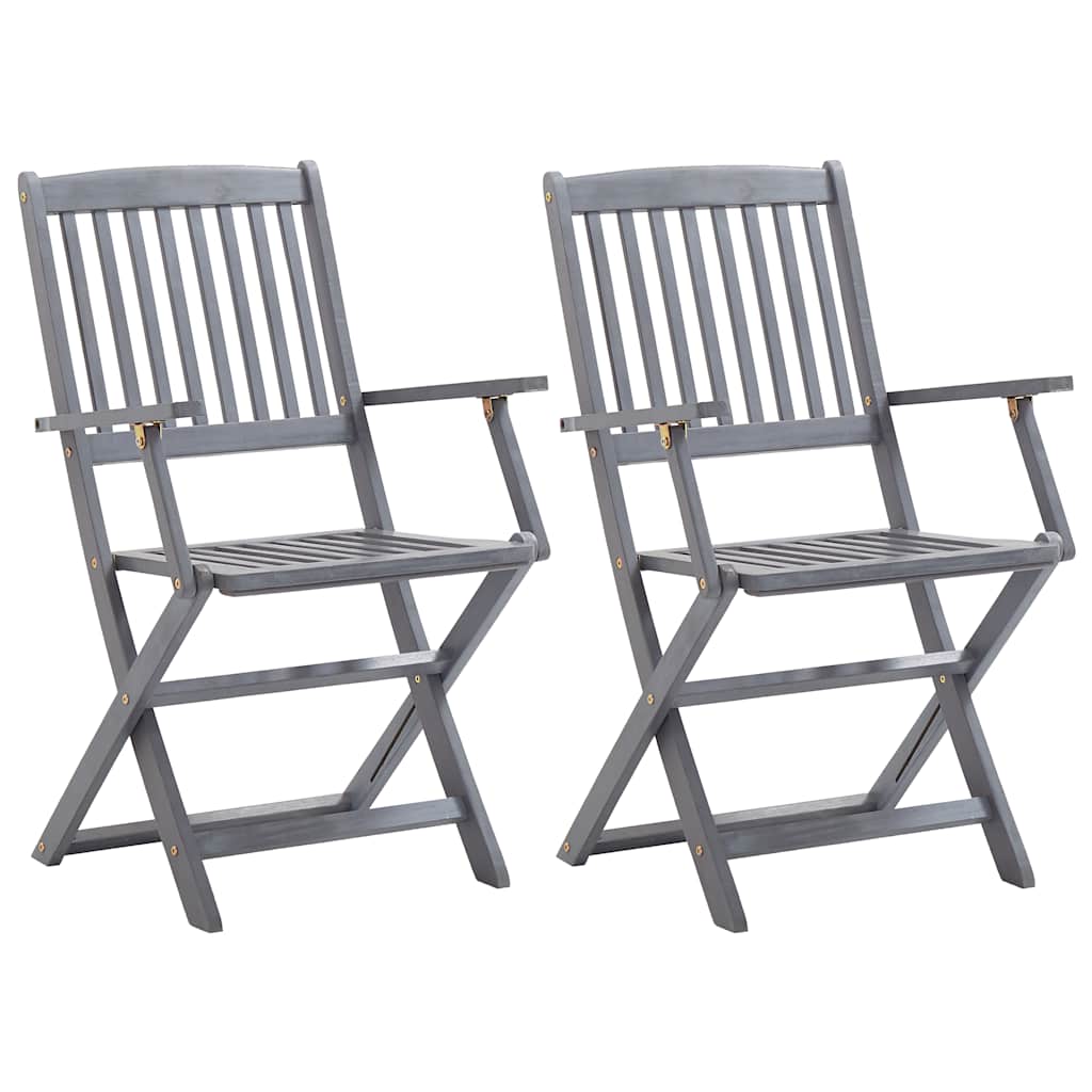 vidaXL Tuinstoelen 2 st inklapbaar met kussens massief acaciahout afbeelding