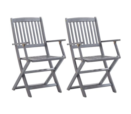 vidaXL Chaises pliables d'ext&eacute;rieur lot de 2 et coussins Bois d'acacia