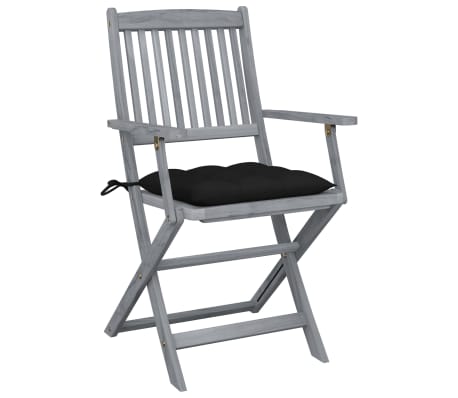 vidaXL Tuinstoelen 2 st inklapbaar met kussens massief acaciahout
