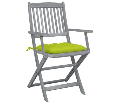 vidaXL kokkupandavad aiatoolid, 2 tk, patjadega, akaatsiapuit