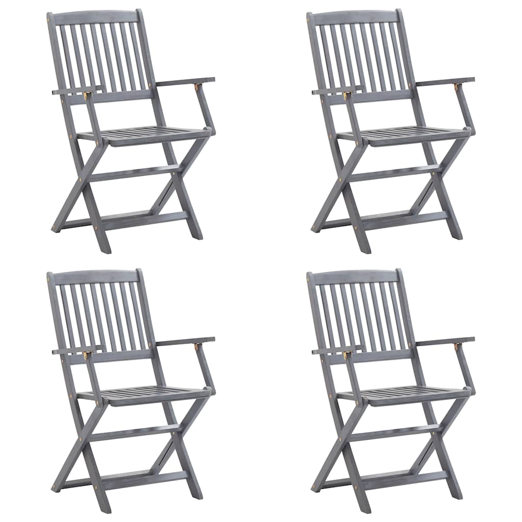 

vidaXL Tuinstoelen 4 st inklapbaar met kussens massief acaciahout