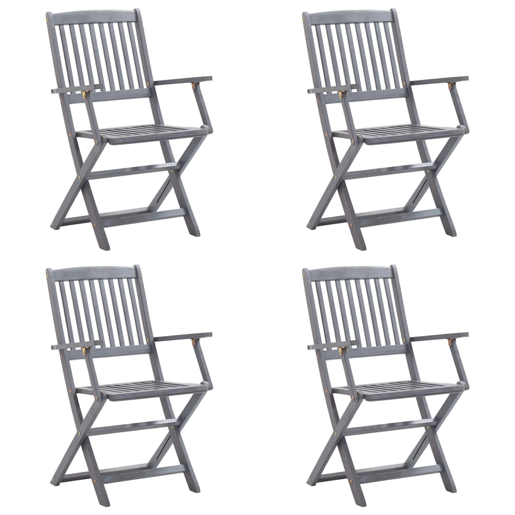 vidaXL Chaises pliables d'extérieur 4 pcs avec coussins Bois d'acacia