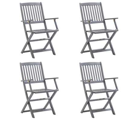 vidaXL Fellanlegir &Uacute;tist&oacute;lar 4 stk me&eth; P&uacute;&eth;um Gegnheill Akas&iacute;uvi&eth;ur