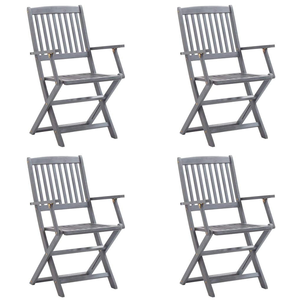 vidaXL Chaises pliables d'extérieur 4 pcs avec coussins Bois d'acacia