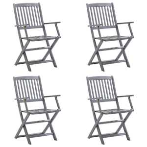 vidaXL Cadeiras exterior dobr&aacute;veis c/ almofad&otilde;es 4 pcs ac&aacute;cia maci&ccedil;a