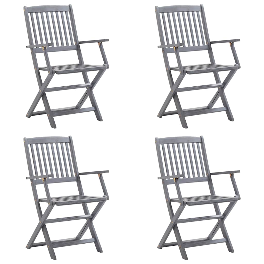 vidaXL Tuinstoelen 4 st inklapbaar met kussens massief acaciahout afbeelding