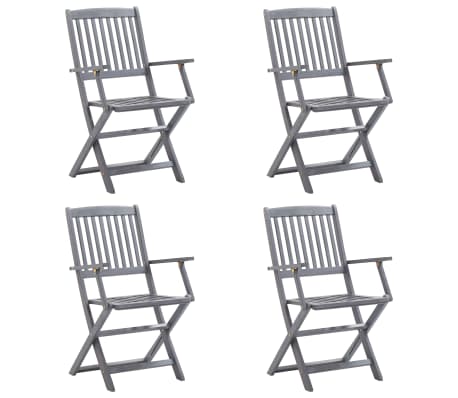 vidaXL Chaises pliables d'extérieur 4 pcs avec coussins Bois d'acacia