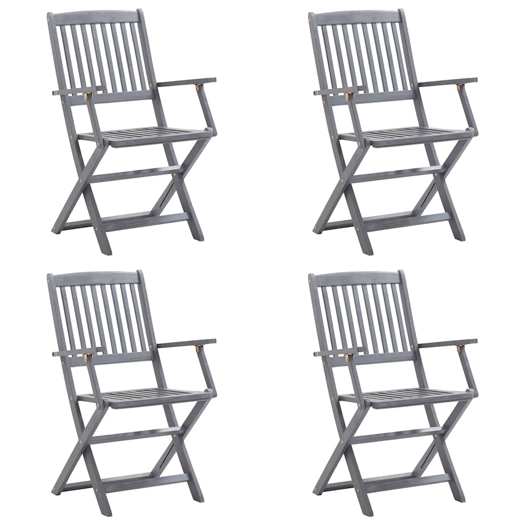 vidaXL Tuinstoelen 4 st inklapbaar met kussens massief acaciahout afbeelding