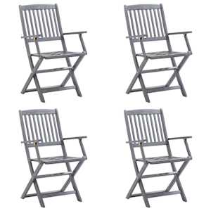 vidaXL Tuinstoelen 4 st inklapbaar met kussens massief acaciahout