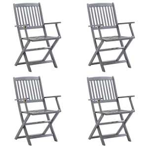 vidaXL Sulankstomos lauko kėdės su pagalvėmis, 4vnt., akacijos masyvas