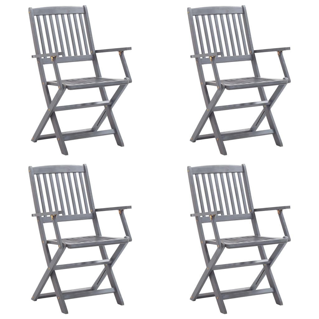 vidaXL Tuinstoelen 4 st inklapbaar met kussens massief acaciahout afbeelding